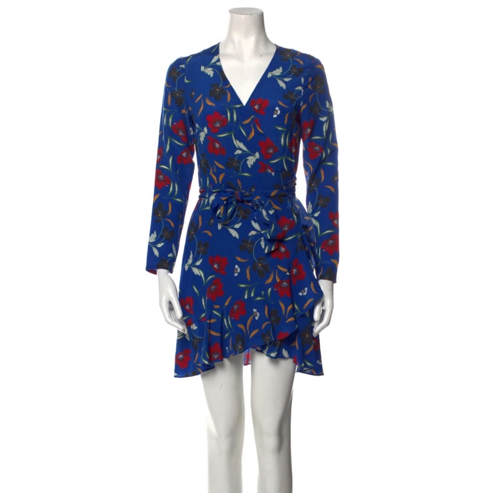 Intermix blue floral silk mini dress SZ 4